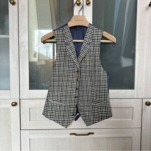 Suitsupply Blue, Green, & Cream Gingham Waistcoat Vest